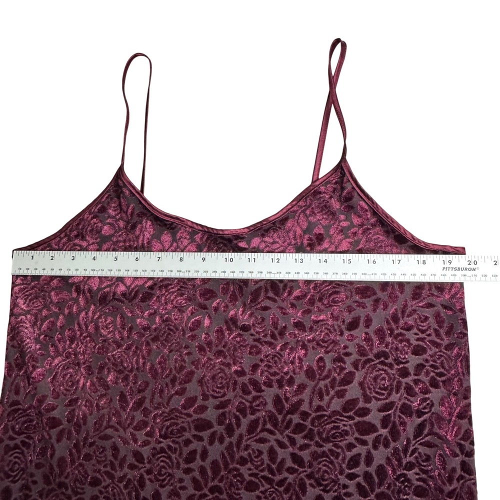 Vassarette Womens Burgundy Floral Burnout Velvet Camisole Tank Top Large RN90048 - Picture 7 of 16